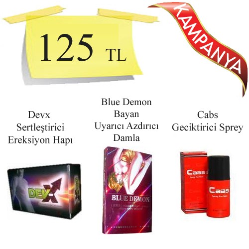 Devx Bitkisel Performans Seti + Blue Demon Bayan Azdırıcı Damla + Cabs Geciktirici Sprey